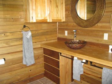 Master bathroom with his and her sinks