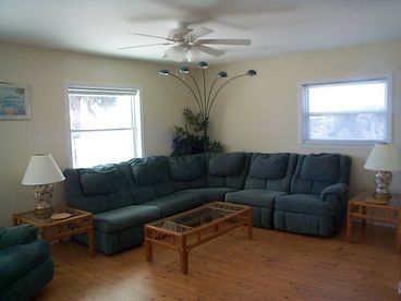 Living room with sleeper bed in sofa.