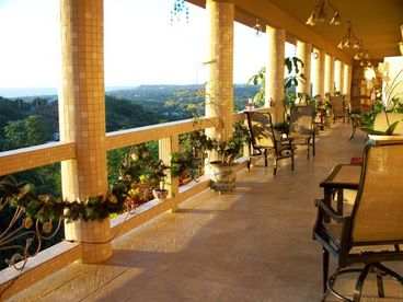 100ft Marble, Traventino and Ceramic Balcony overlooking Town of Rincon to Borinquen Point Northwest Coast