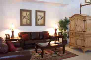 Leather sofas and luxury furnishings in the Great Room