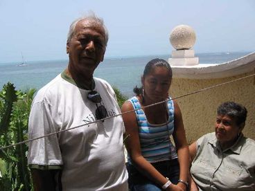 family on terrace