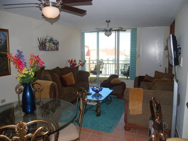 Living room and front balcony.