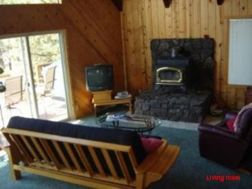 Living room with wood stove