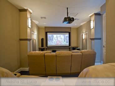 The dedicated home theatre in Akasha.  Enjoy DVDs or Blue-ray from the server