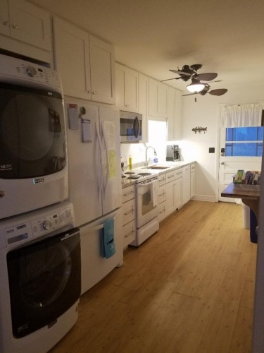 Fully Equipped Kitchen. Whirlpool counter depth French Dr Fridge. Full size Microwave, Whirlpool Dishwasher, Blender, Coffeemaker, toaster, waffle maker. Interior Maytag W/D