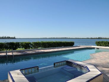 Pool area with river views