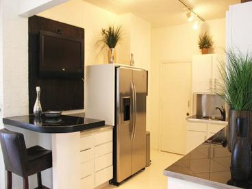 Kitchen with stainless steel appliances