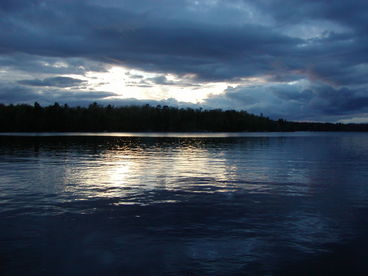 Looking west from the main pier one evening. Listen to the Loons sing across the water.