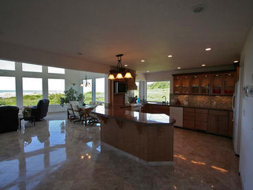 Granite counter tops in kitchen.