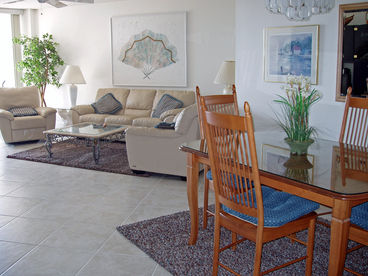 Living room and dining area