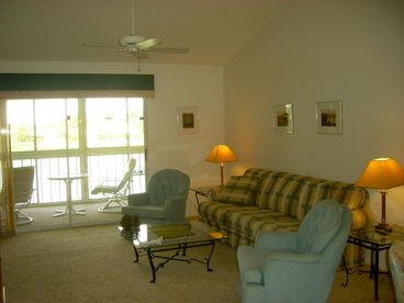 Cathedral ceiling living area