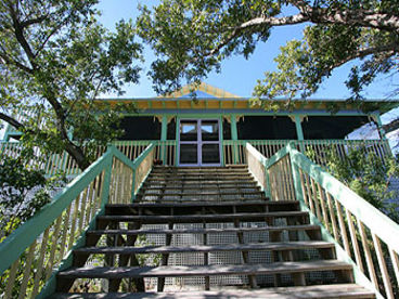 This is the entrance to Katie 1 from the bayside of the island, where the boat is docked.