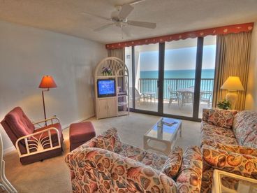 Living Area With Oceanfront Balcony