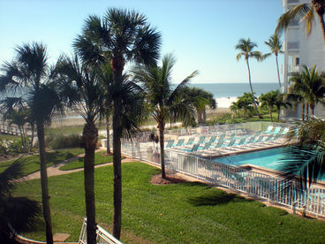 Gulf and swimming pool views from the balcony