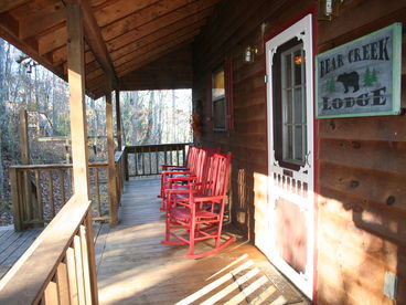 Wrap around porches with lots of rockers and swings greet our guests!