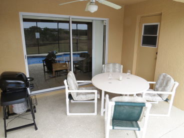 Gas BBQ Grill, Patio Set, under Lanai