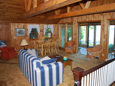 Looking from kitchen through family room to Eastern Bay