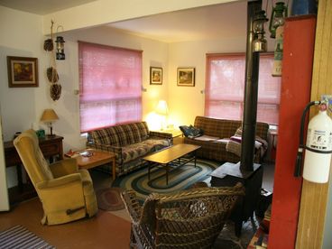 Living room with wood stove