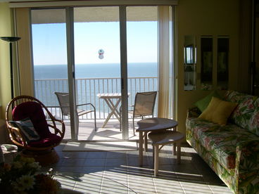 Living area and view of the Gulf of Mexico