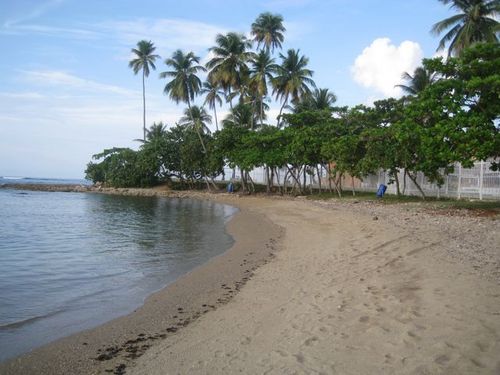 Beach at access gate to nearby Public beach