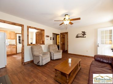 Living room of our latest cabin - The Angler