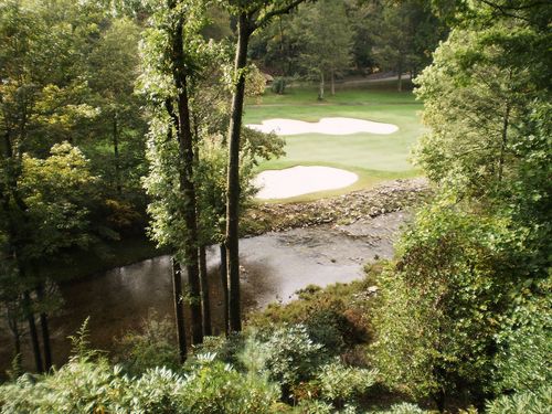 View from deck looking down on South Toe River and the 14th Green and Fairway.