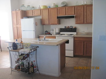 Spacious and well equipped kitchen.