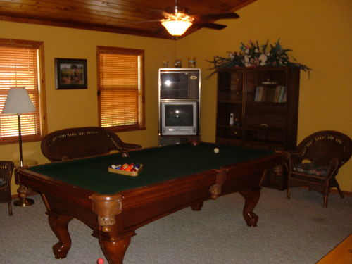 Pool table in loft area