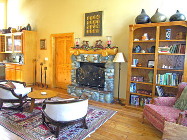 Cozy and warm family room with a gas fire place