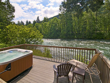 River front hot tub and deck.