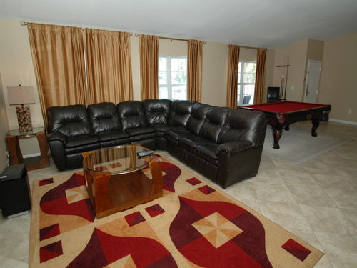 living area with sectional (pull-out sofa and recliner)