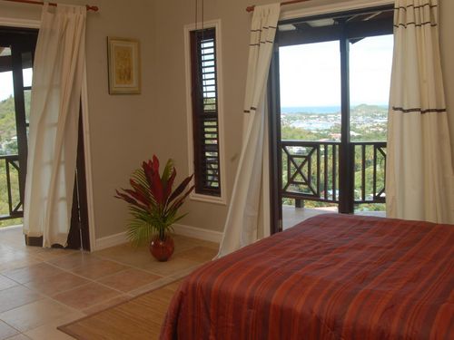 View of Rodney Bay Marina, Pigeon Island and the French island of Martinique from the bedroom.