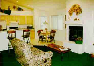 Cathedral ceilings and gas burning fireplace grace our romantic living/dining room, awe-inspiring views fill every vantage point.