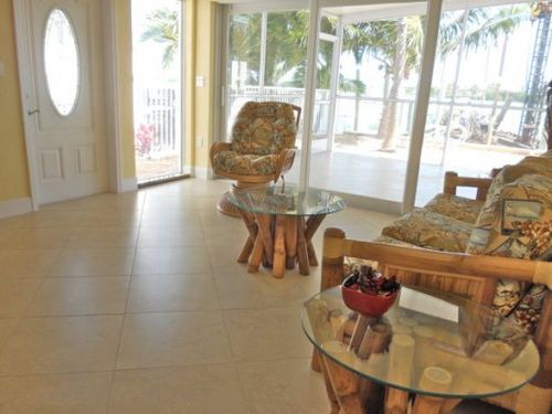 Living Room with Waterfront Views