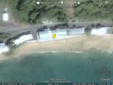 Google Earth image - Lemontree Oceanfront Cottages in Rincon Puerto Rico ON the beach