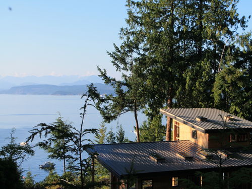 the view of the cabin looking north into Desolation Sound