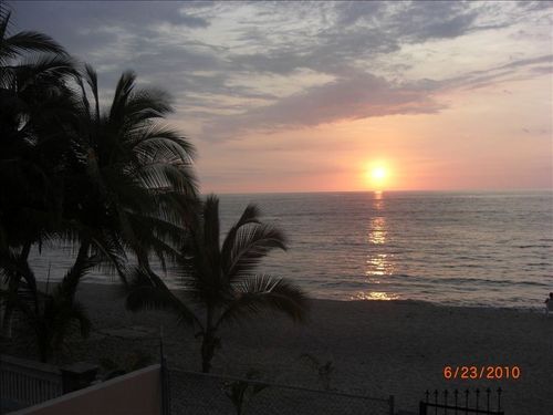 Sunset from the rooftop palapa