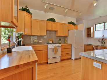 Our large kitchen is the perfect place to prepare home cooked meals at the Villa