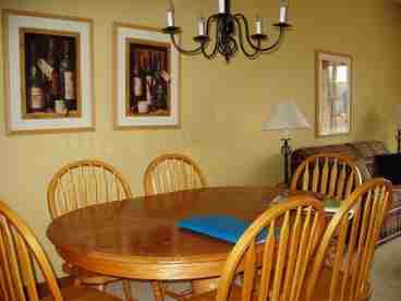 Dining room sits 6 people comfortably.