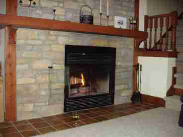Stunning wood-burning fireplace.  Perfect for warming up after skiing.