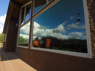 View reflected from front deck