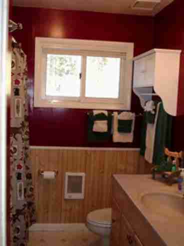 This newly remodeled bathroom will make you feel right at home.