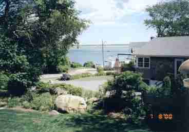 view from deck looking southeast, over Quonnie Pond and Block Island Sound.
