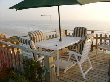 Terrace above the beach and the ocean