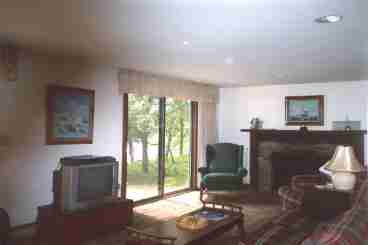 Another view of the living room showing fireplace.  