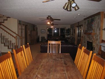 10 foot feasting table in one end of the great room