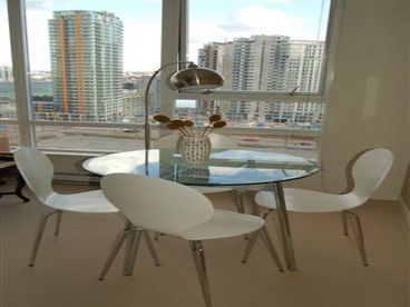 Dining room over looks the city from the 17th floor.