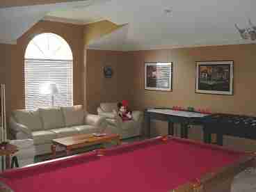 Game Room with Pool table, Foos Ball, Air Hockey, Play Station, Big Screen TV