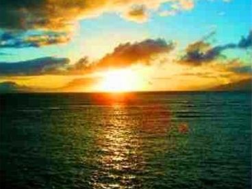Our sunset view between the Islands