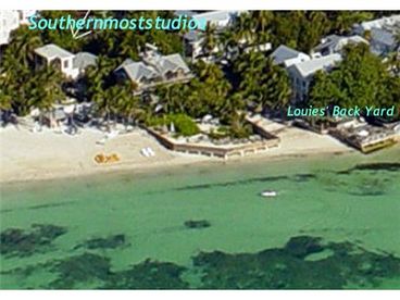 The gated beach at left is what you see from studio. The beach at right is open for all and laid back, dogs are allowed!